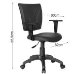 Cadeira B-ONE Giratória com Braços Reguláveis – Corino Preto – 31009 Master Móveis para Escritório Executiva 14