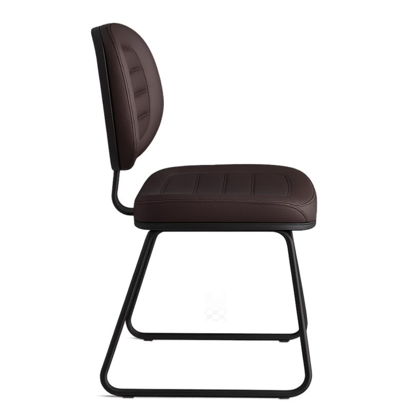 Cadeira Executiva Costurada Base Trapézio – Corino Preto – 31031 Master Móveis para Escritório Cadeiras Fixas 4