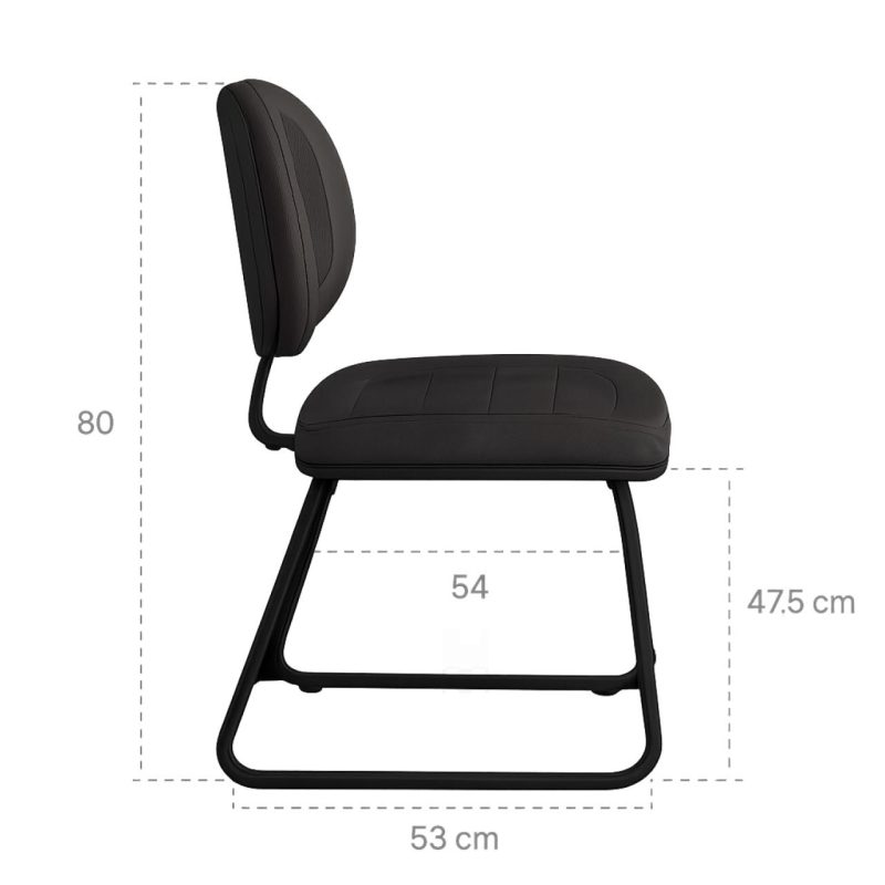 Cadeira Executiva Costurada Base Trapézio – Corino Preto – 31031 Master Móveis para Escritório Cadeiras Fixas 6