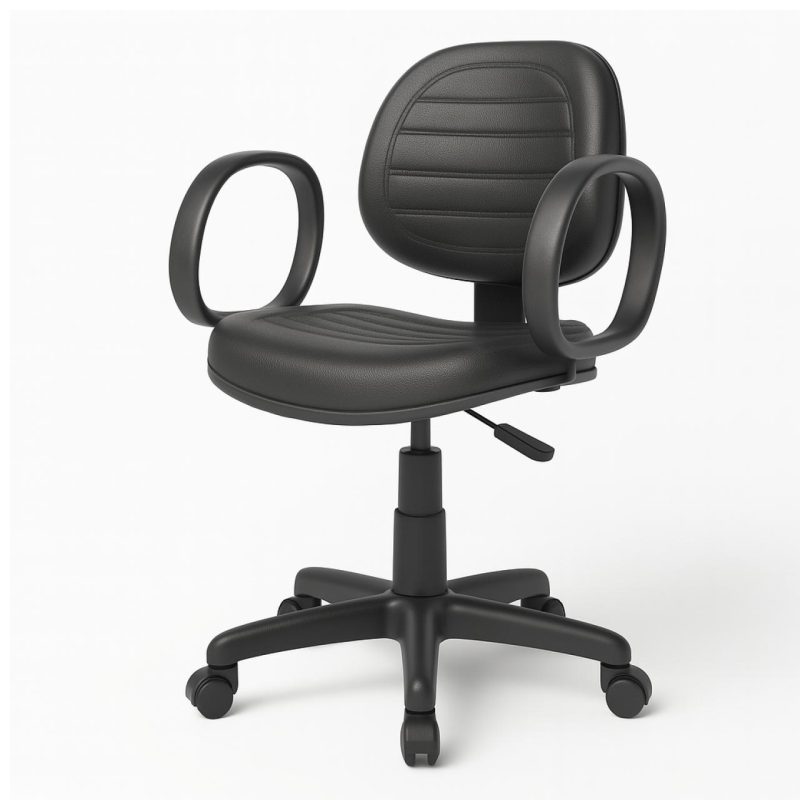 Cadeira Executiva COSTURADA Giratória com Braço Corsa – Corino Preto – 31004 Master Móveis para Escritório Executiva 5