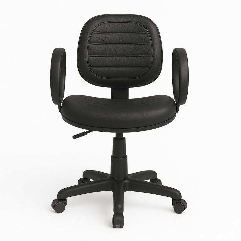 Cadeira Executiva COSTURADA Giratória com Braço Corsa – Corino Preto – 31004 Master Móveis para Escritório Executiva 6