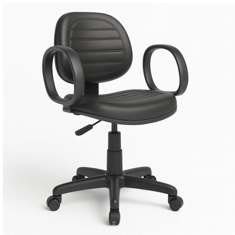 Cadeira Executiva COSTURADA Giratória com Braço Corsa – Corino Preto – 31004 Master Móveis para Escritório Executiva 2