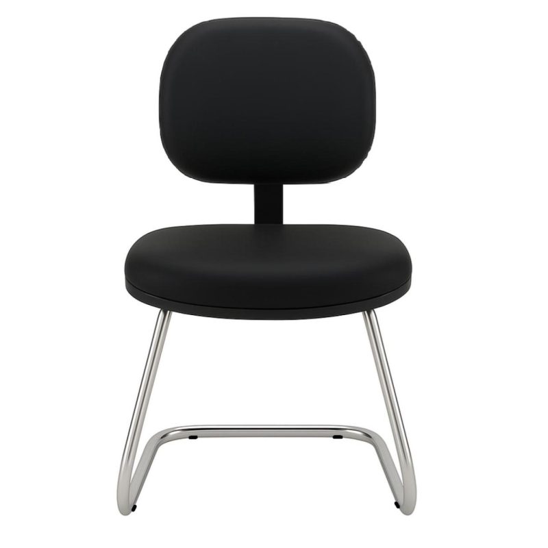 Cadeira Executiva LISA Base em “S” CROMADA – Corino Preto – 31015 Master Móveis para Escritório Cadeiras Fixas 3