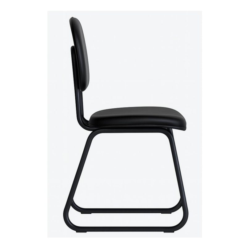 Cadeira Secretária Trapézio – Corino Preto – 31103 Master Móveis para Escritório Cadeiras Fixas 3