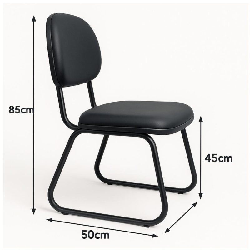 Cadeira Secretária Trapézio – Corino Preto – 31103 Master Móveis para Escritório Cadeiras Fixas 4