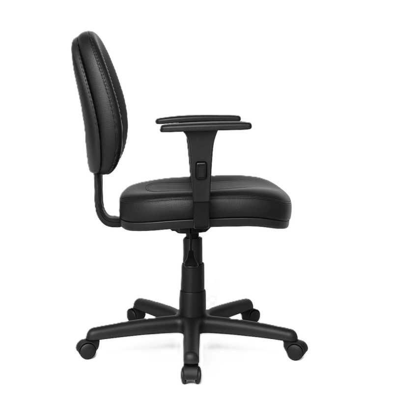 Cadeira Executiva COSTURADA Giratória com Braços Reguláveis – Corino Preto – 31005 Master Móveis para Escritório Executiva 4