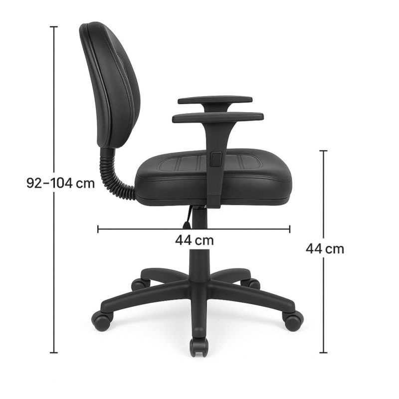 Cadeira Executiva COSTURADA Giratória com Braços Reguláveis – Corino Preto – 31005 Master Móveis para Escritório Executiva 5