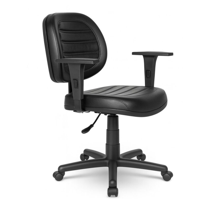 Cadeira Executiva COSTURADA Giratória com Braços Reguláveis – Corino Preto – 31005 Master Móveis para Escritório Executiva 2