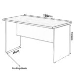 Mesa Escritório 1,50×0,60m – S/ Gavetas MARSALA / PRETO – 23472 Master Móveis para Escritório Linha 30 mm 8