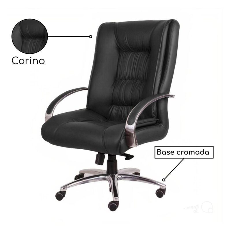 Cadeira Presidente ULTRA Giratória Cromada – ENJOY – Cor Preto – 32961 Master Móveis para Escritório Presidente 3