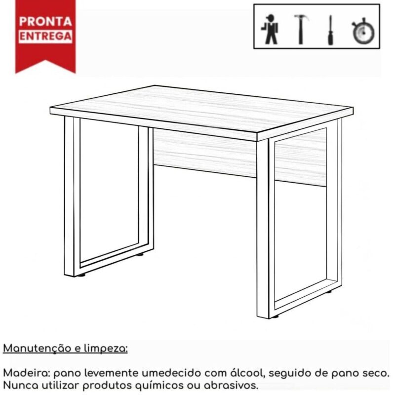 Mesa Escritório PÉ QUADRO – 1,20×0,60m – C/ Gavetas – NOGAL SEVILHA/PRETO – 24471 Master Móveis para Escritório Linha 40 mm 4