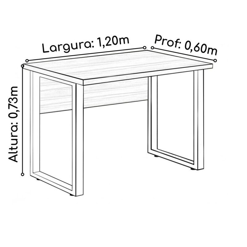 Mesa Escritório PÉ QUADRO – 1,20×0,60m – C/ Gavetas – NOGAL SEVILHA/PRETO – 24471 Master Móveis para Escritório Linha 40 mm 5