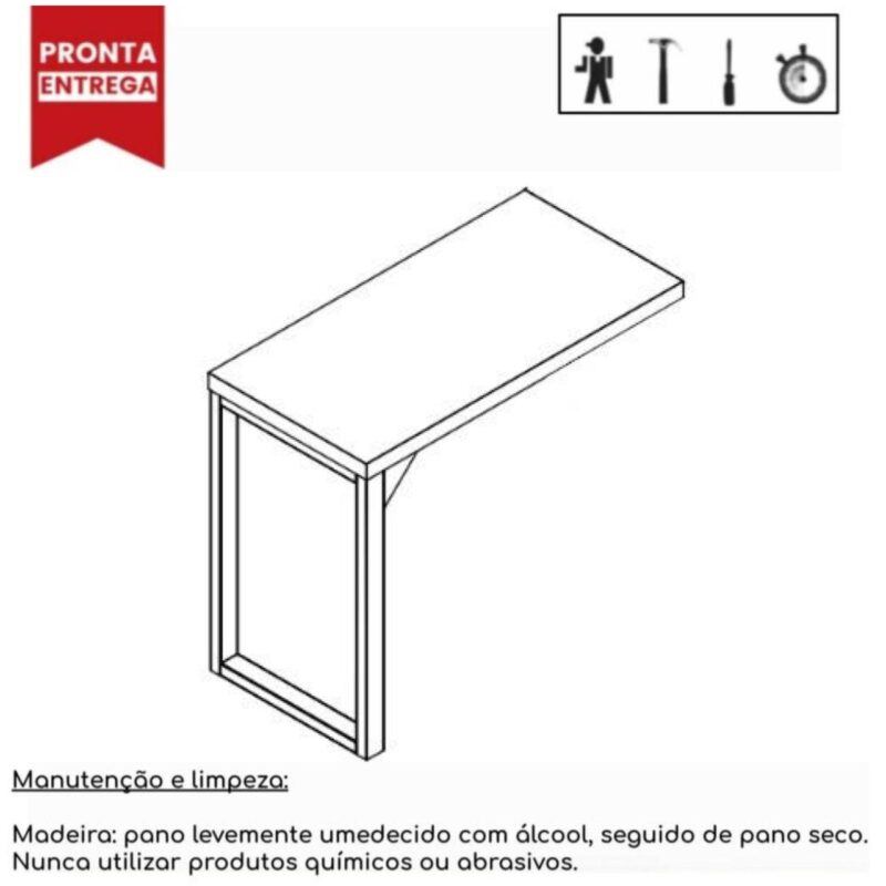 Mesa em L PÉ QUADRO (Mesa 1,70m + Mesa Auxiliar) – C/ Gavetas NOGAL SEVILHA/PRETO – 24479 Master Móveis para Escritório Linha 40 mm 4