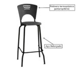 Banqueta Fixa Alta Piacere – Cor Preto – 34103 Master Móveis para Escritório Banquetas 8
