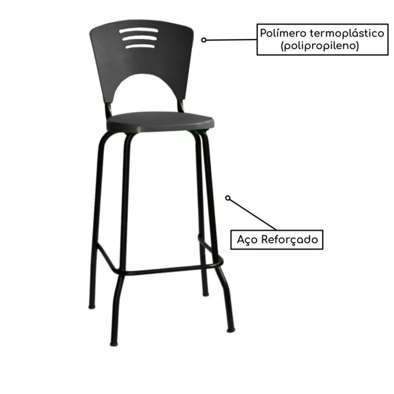 Banqueta Fixa Alta Piacere – Cor Preto – 34103 Master Móveis para Escritório Banquetas 4