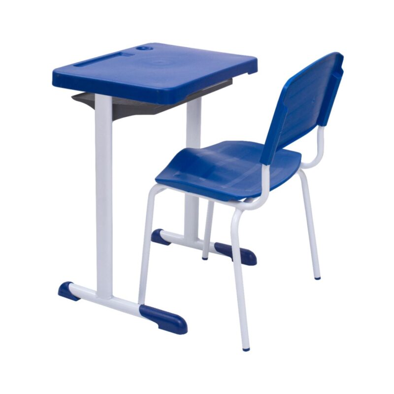 Kit Escolar Individual AZUL – (Mesa e Cadeira) – ADULTO – – COR AZUL – 40081 Master Móveis para Escritório Adulto 5