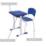 Kit Escolar Individual AZUL – (Mesa e Cadeira) – ADULTO – – COR AZUL – 40081 Master Móveis para Escritório Adulto 8 Kit Escolar Individual AZUL – (Mesa e Cadeira) – ADULTO – – COR AZUL – 40081 Master Móveis para Escritório Adulto 8