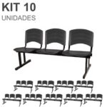 Kit 10 Cadeiras Longarinas PLÁSTICA 03 Lugares – Cor PRETO 33039 Master Móveis para Escritório Longarinas 7