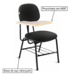 Carteira Universitária Secretária Estofada c/ Grade – Corino Preto – PMD – 32045 Master Móveis para Escritório Carteira Escolar 8