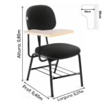 Carteira Universitária Secretária Estofada c/ Grade – Corino Preto – PMD – 32045 Master Móveis para Escritório Carteira Escolar 9