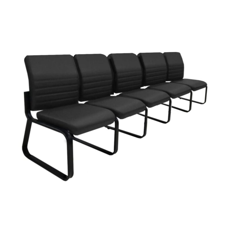 Cadeira Longarina 05 Lugares ESTOFADA – LYON – Cor Preto – 33123 Master Móveis para Escritório Longarinas 3