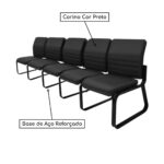 Cadeira Longarina 05 Lugares ESTOFADA – LYON – Cor Preto – 33123 Master Móveis para Escritório Longarinas 8