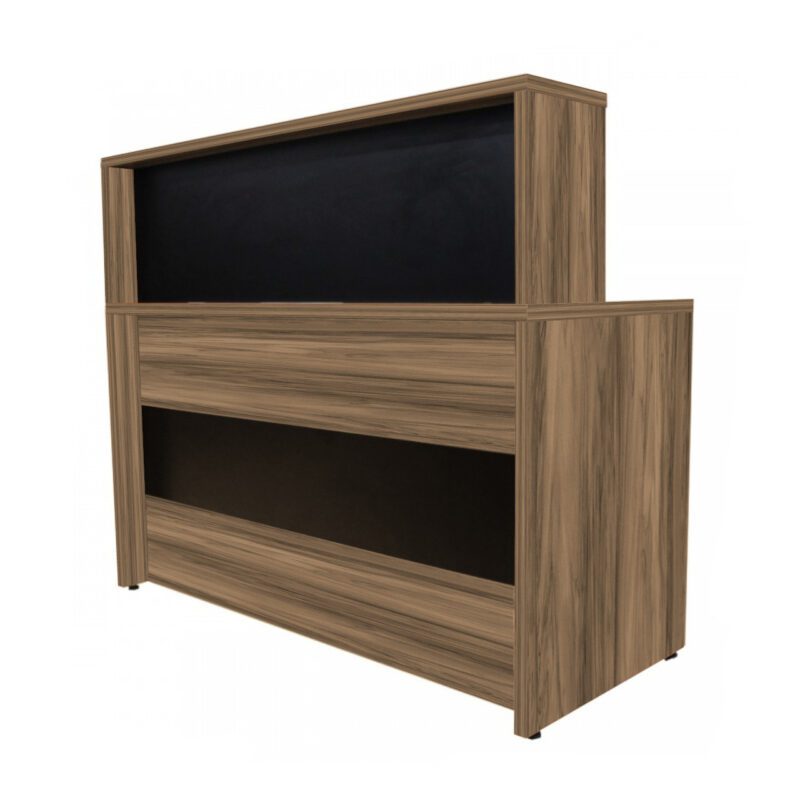 Balcão de Atendimento 1.35×1,13×0,60m – S/ Gavetas NOGAL SEVILHA / PRETO – 63081 Master Móveis para Escritório Linha 40 mm 2