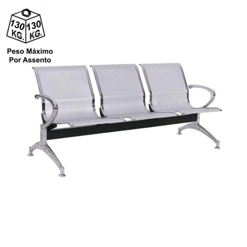 Longarina AEROPORTO com 03 Lugares – Cor Cromado 33108 Master Móveis para Escritório Longarinas 6