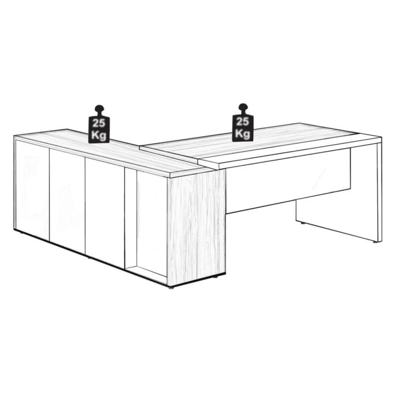 Mesa PRESIDENTE c/ Armário Pedestal – 1,82×1,80m MARSALA / PRETO – 23483 Master Móveis para Escritório Linha 30 mm 3