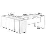 Mesa PRESIDENTE c/ Armário Pedestal – 1,82×1,80m MARSALA / PRETO – 23483 Master Móveis para Escritório Linha 30 mm 9