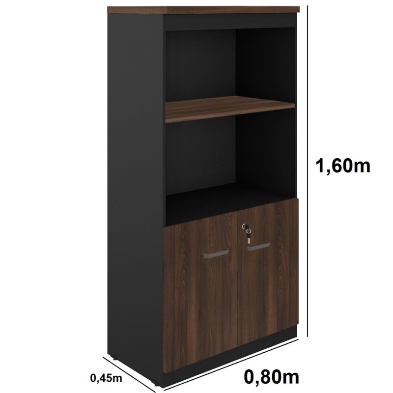 Armário Alto SEMI-ABERTO com 02 Portas – 1,60×0,80×0,45m MARSALA / PRETO – 51014 Master Móveis para Escritório Linha 30 mm 4