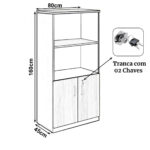 Armário Alto SEMI-ABERTO com 02 Portas – 1,60×0,80×0,45m MARSALA / PRETO – 51014 Master Móveis para Escritório Linha 30 mm 8