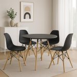 Mesa Residencial Redonda EIFFEL 0,90M – PRETO – 45112 Master Móveis para Escritório Linha Eiffel 10