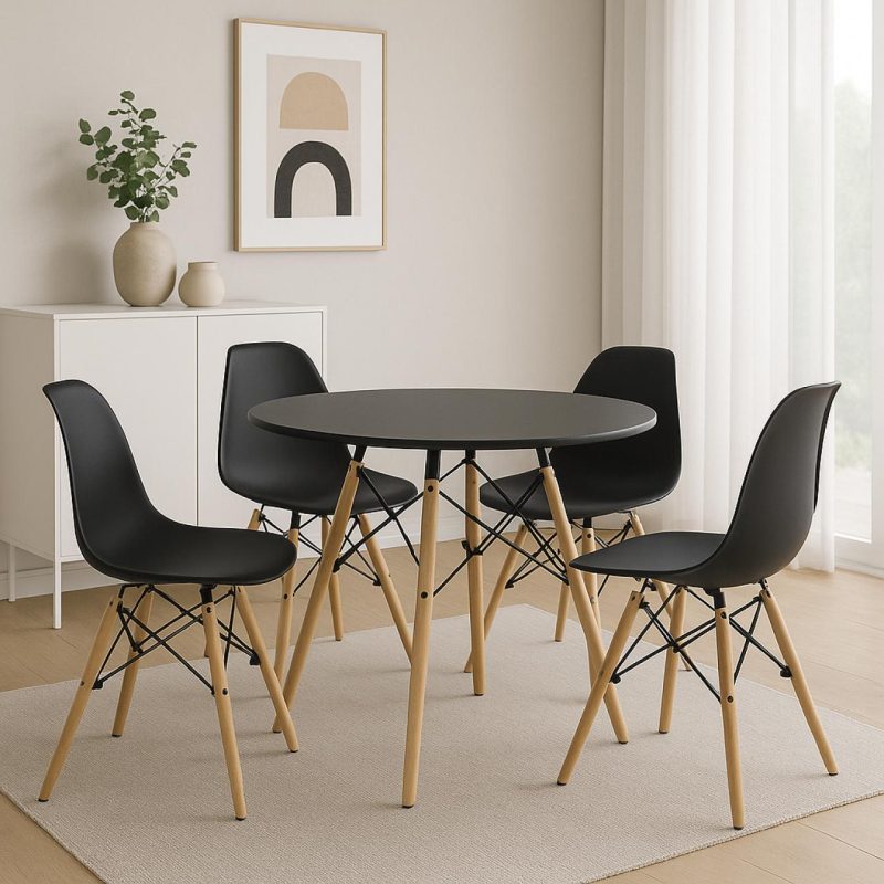 Mesa Residencial Redonda EIFFEL 0,90M – PRETO – 45112 Master Móveis para Escritório Linha Eiffel 5