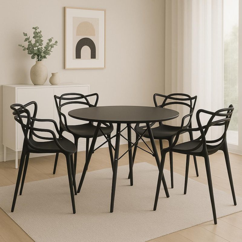 Mesa Residencial Redonda EIFFEL 0,90M – PRETO – 45112 Master Móveis para Escritório Linha Eiffel 6