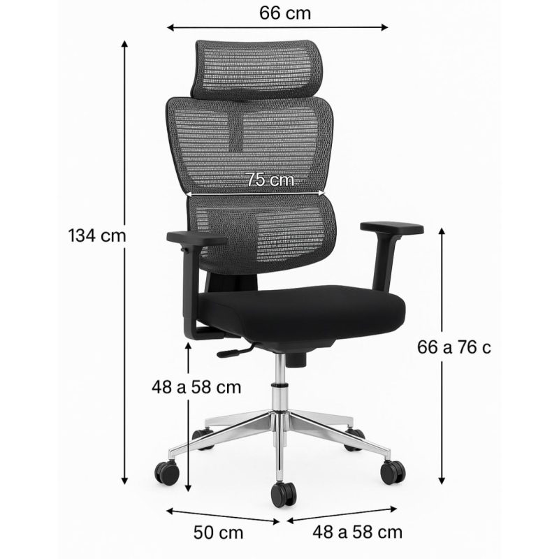 Cadeira de Escritório Presidente Tela ÉDON – Cor Preto – 30066 Master Móveis para Escritório Cadeira de Tela 6