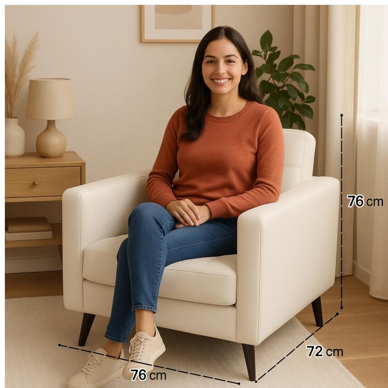 Poltrona para Escritório ROMA 01 Lugar – Corino – Cor NUDE – 60070 Master Móveis para Escritório Sofá Escritório 7