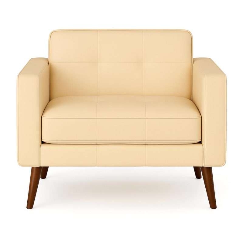 Poltrona para Escritório ROMA 01 Lugar – Corino – Cor AREIA – 60061 Master Móveis para Escritório Sofá Roma Areia 3