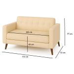 Poltrona para Escritório ROMA 02 Lugar – Corino – Cor AREIA – 60062 Master Móveis para Escritório Sofá Roma Areia 13