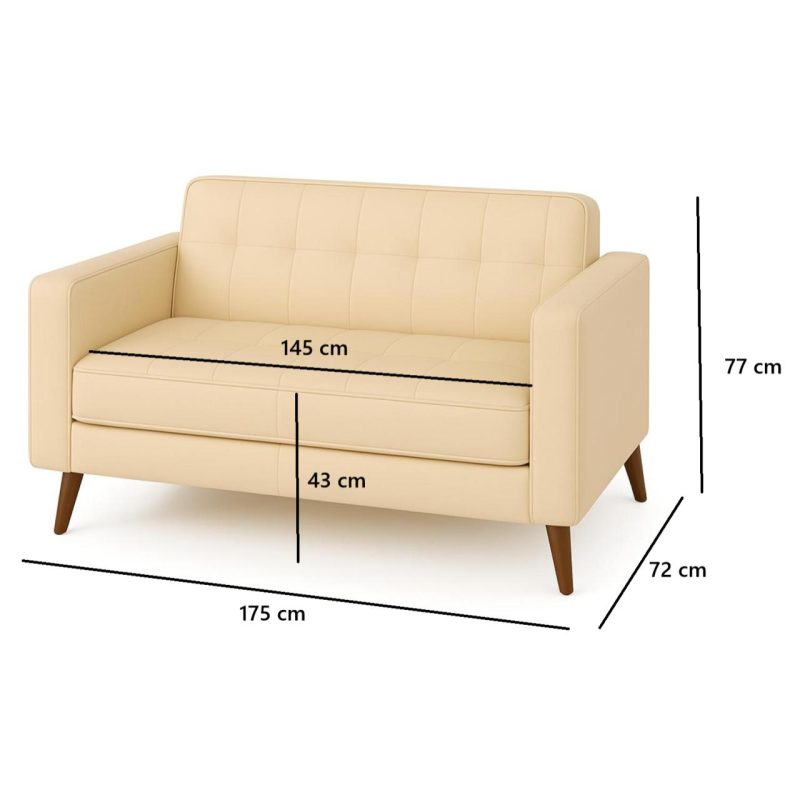 Poltrona para Escritório ROMA 02 Lugar – Corino – Cor AREIA – 60062 Master Móveis para Escritório Sofá Roma Areia 7