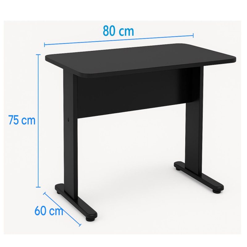 Mesa Escritório 0,80×0,60m – JOB – PRETO/PRETO – 43088 Master Móveis para Escritório JOB Preto 15 mm 5