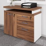 Armário Baixo 03 Gavetas e Porta (MISTO) – NOGAL SEVILHA/BRANCO – 34422 Master Móveis para Escritório Linha 40 mm Nogal – Branco 12