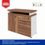Armário Baixo 03 Gavetas e Porta (MISTO) – NOGAL SEVILHA/BRANCO – 34422 Master Móveis para Escritório Linha 40 mm Nogal – Branco 19