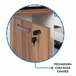 Armário Baixo 03 Gavetas e Porta (MISTO) – NOGAL SEVILHA/BRANCO – 34422 Master Móveis para Escritório Linha 40 mm Nogal – Branco 13