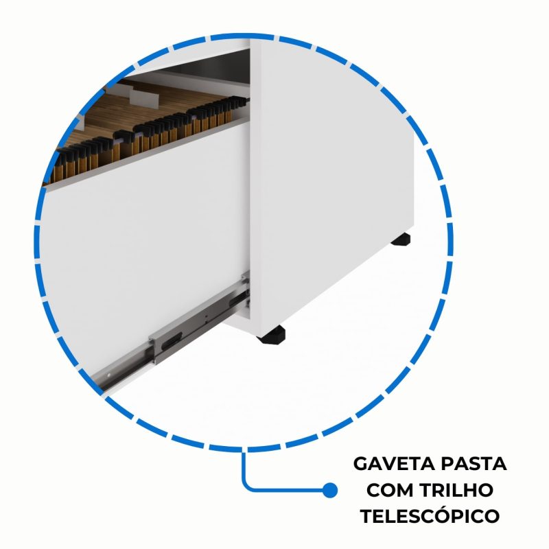 Armário Baixo 03 Gavetas e Porta (MISTO) – NOGAL SEVILHA/BRANCO – 34422 Master Móveis para Escritório Linha 40 mm Nogal – Branco 7