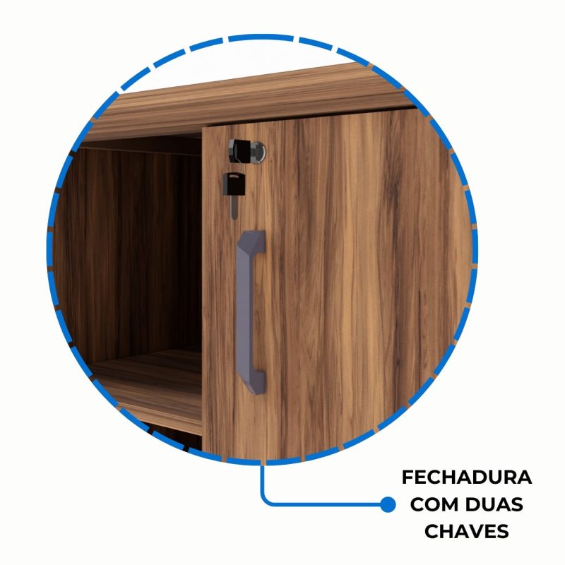 Armário Baixo GOLD Credenza ESPECIAL – 1,60×0,73×0,45m – NOGALSEVILHA / BRANCO – 34502 Master Móveis para Escritório Linha 40 mm Nogal – Branco 7