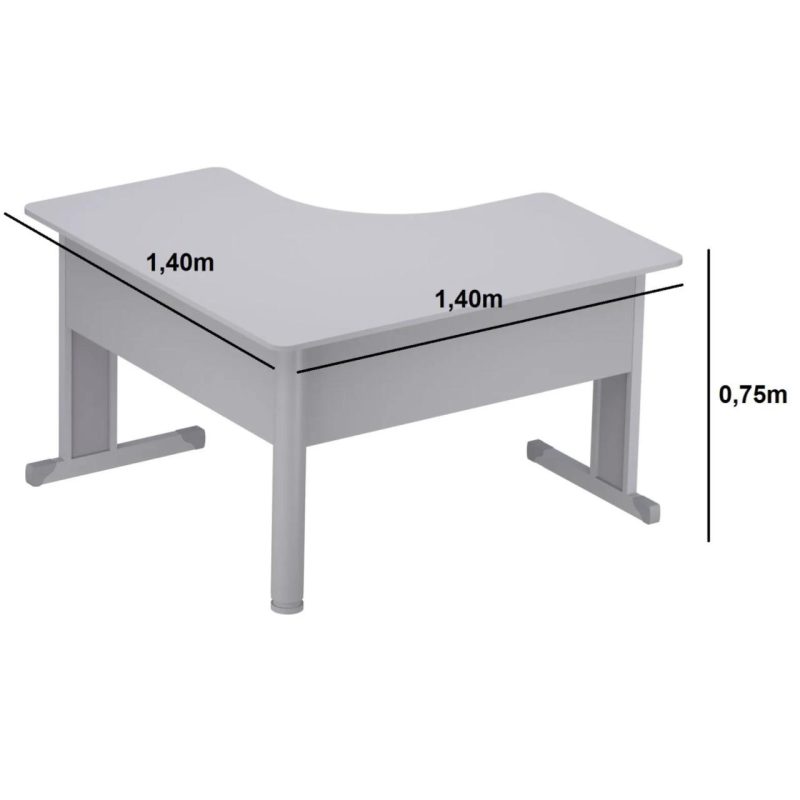 Estação de Trabalho 1,40×1,40m s/ Gaveta – JOB – CINZA / CINZA – 43008 Master Móveis para Escritório JOB Cinza 15 mm 4
