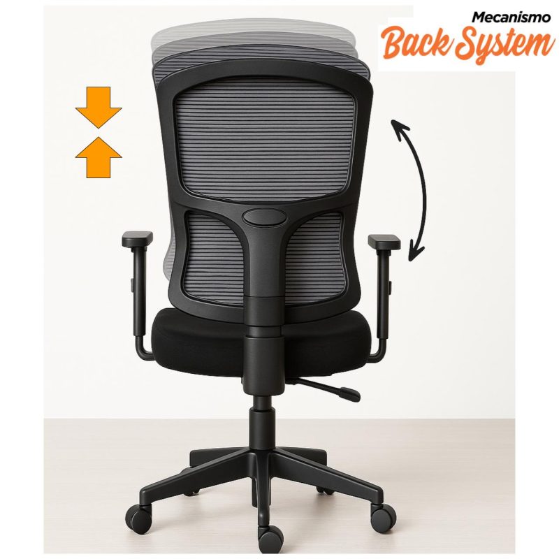 Cadeira de Escritório Tela PRYUS Back System – Cor Preto – 20099 Master Móveis para Escritório Cadeira de Tela 5