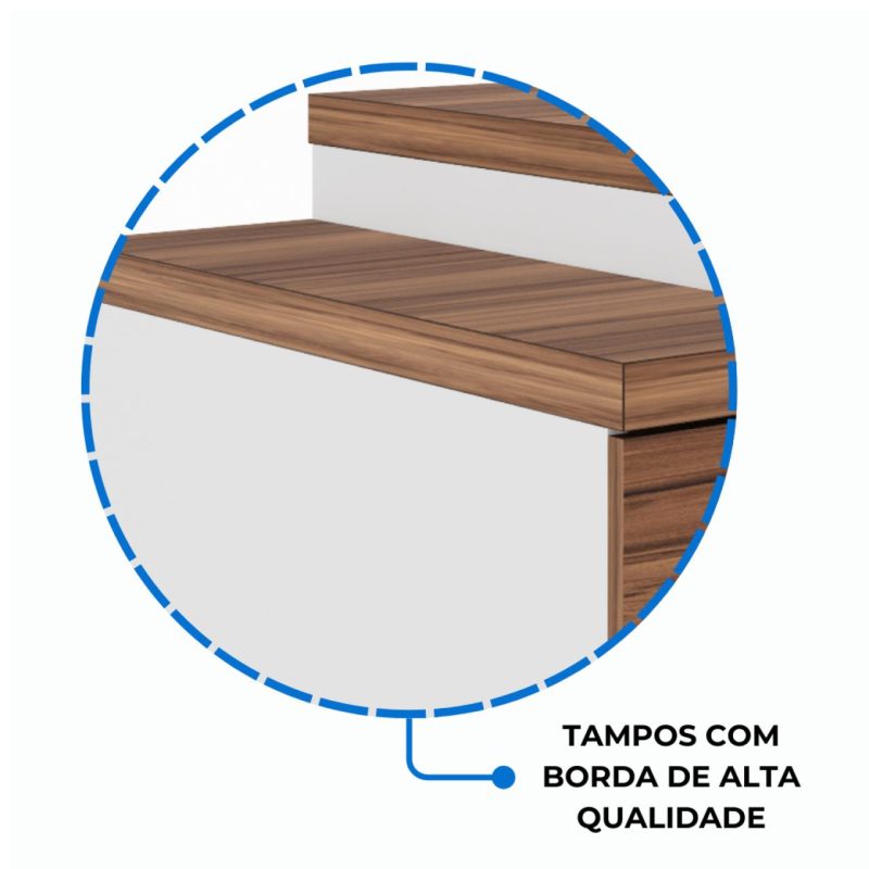 Mesa para Escritório em “L” com VIDRO FUMÊ – 1,92X1,60M NOGAL SEVILHA/BRANCO – 34432 Master Móveis para Escritório Linha 40 mm Nogal – Branco 8