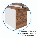 Mesa para Escritório em “L” com VIDRO FUMÊ – 1,92X1,60M NOGAL SEVILHA/BRANCO – 34432 Master Móveis para Escritório Linha 40 mm Nogal – Branco 17